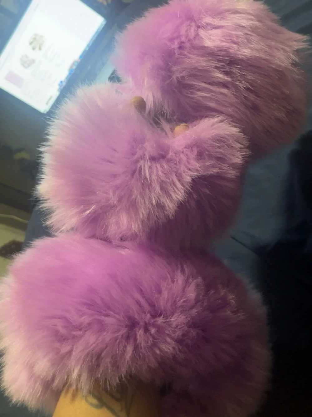 Pretty Plush Faux Fur Scrunchie headband and Wrist cuffs - Lavender Purple